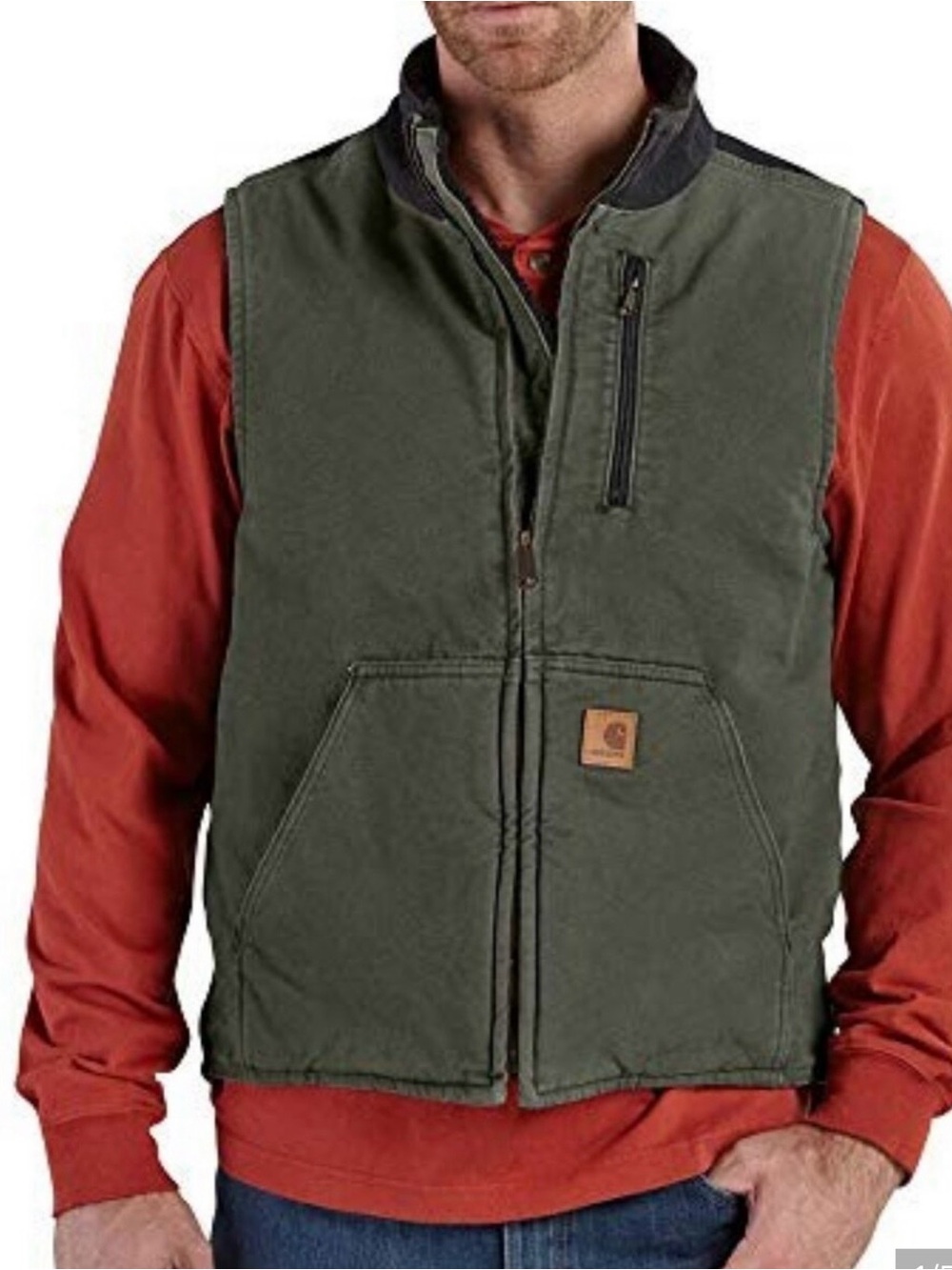 Carhartt 2XL men’s Sherpa lined vest two tone green gray V33-355